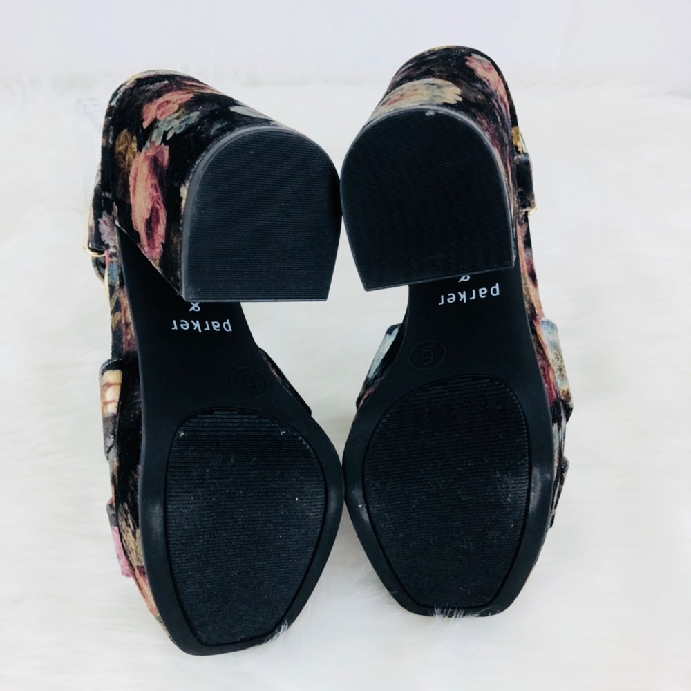 Parker & Sky Velvet Floral Chunky Platform Heels - Picture 5 of 6